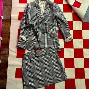 LOFT skirt sports coat suit set size large size 8 plaid